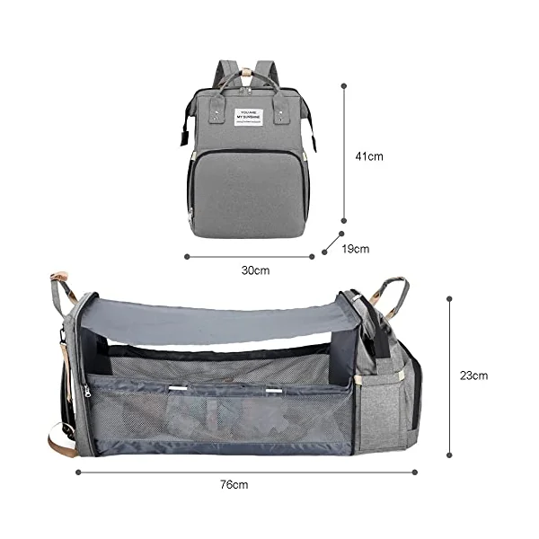 Baby Changing Bag Backpack Nappy Changing Bag Diaper Bag Backpack with Changing Mat Portable Travel Diaper Bag Baby Bed Backpack Multifunctional Mummy Bag with USB Port