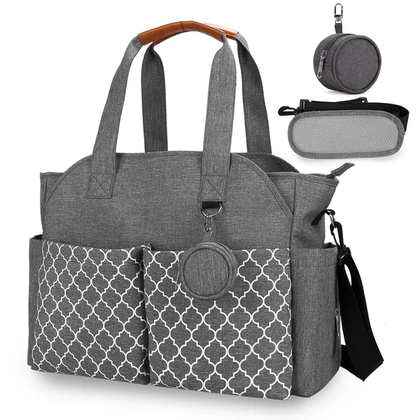 Baby Changing Bag Large, Waterproof Nappy Tote with Insulated Pockets | 40x29cm, Pacifier Pocket, Strap 60-114cm, Hand, Shoulder, Crossbody, Durable, Lightweight, For Outings Travel Hospitals