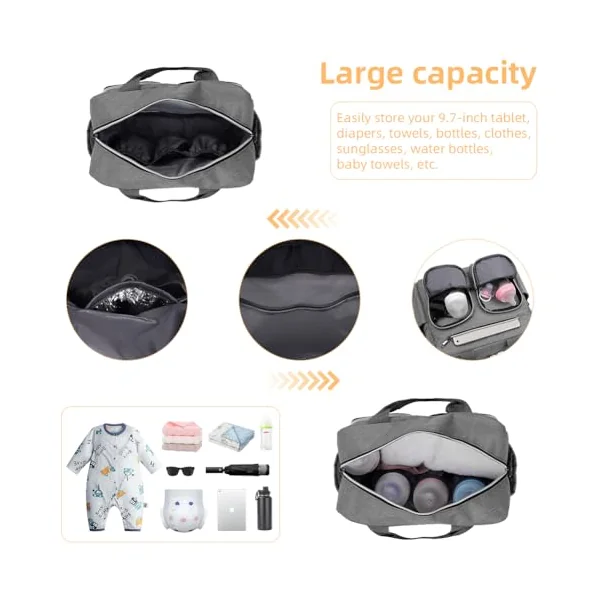 Baby Changing Bag, Nappy Bag Tote Multifunction Nappy Bags, Diaper Messenger with Stroller Straps and Insulated Pockets, Portable Waterproof and Large Capacity Mommy Diaper Tote for Mum and Dad