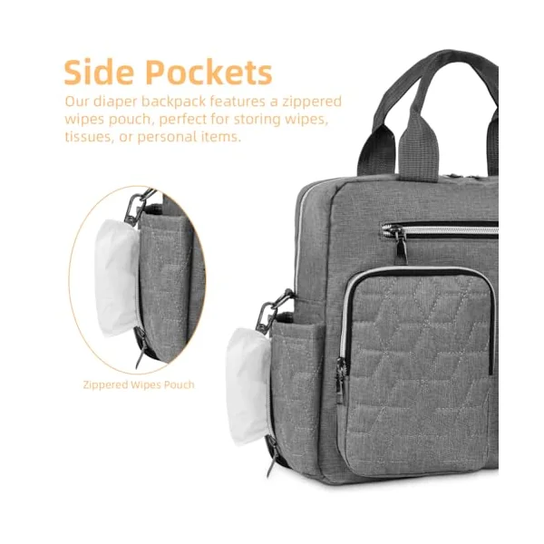 Baby Changing Bag, Nappy Bag Tote Multifunction Nappy Bags, Diaper Messenger with Stroller Straps and Insulated Pockets, Portable Waterproof and Large Capacity Mommy Diaper Tote for Mum and Dad