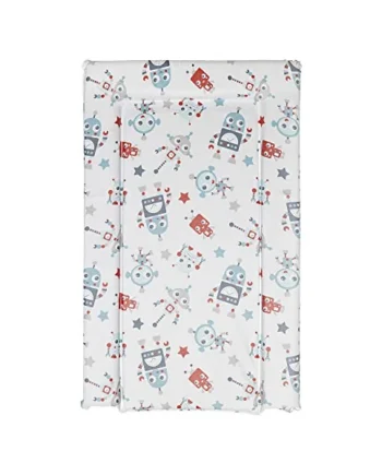 Baby Changing Mat, Aqua Robots Deluxe Waterproof with Raised Padded Edges, Uniquely Designed, Easy Wipe Clean a Perfect, Practical Addition to Your Nursery 75cm x 47.5cm x 5cm