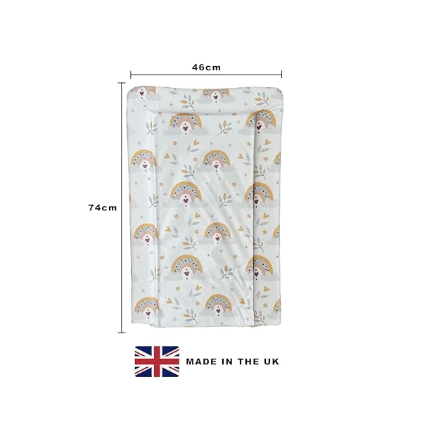 Baby Changing Mat – Padded with Raised Sides | Non-Toxic Waterproof PVC | Easy Clean| Newborn & Infant Changing Pad (Boho Rainbow)