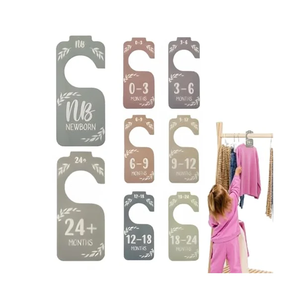 Baby Closet Divider, Baby Closet Organiser, Cute 8-Piece Baby Wardrobe Divider Set - Nursery Clothes Hanger Dividers for Girls Wardrobes, Babies up to 24 Months | 8PCS Supplies for Boho Bedroom Decor, Boys' Girls' Wardrobes