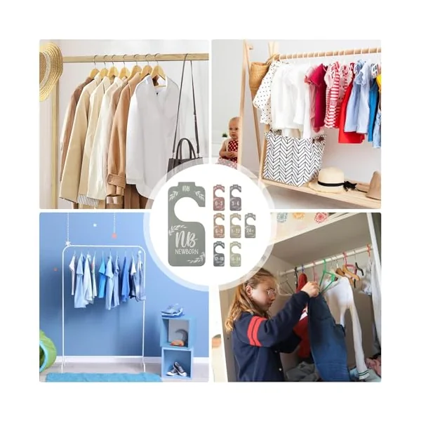 Baby Closet Divider, Baby Closet Organiser, Cute 8-Piece Baby Wardrobe Divider Set - Nursery Clothes Hanger Dividers for Girls Wardrobes, Babies up to 24 Months | 8PCS Supplies for Boho Bedroom Decor, Boys' Girls' Wardrobes
