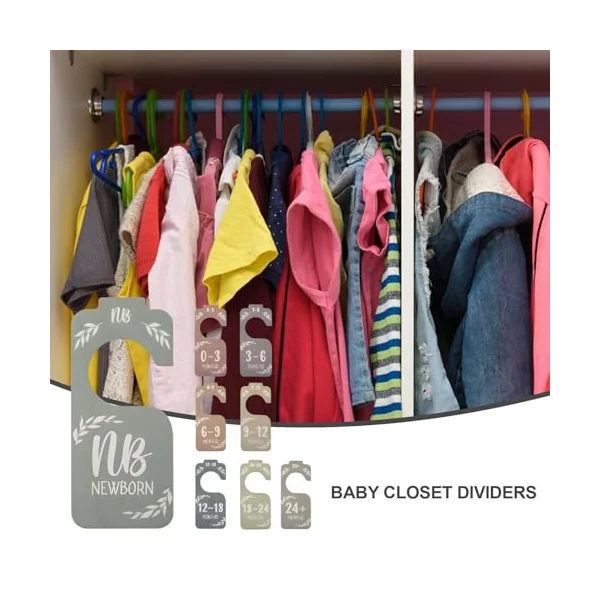 Baby Closet Divider, Baby Closet Organiser, Cute 8-Piece Baby Wardrobe Divider Set - Nursery Clothes Hanger Dividers for Girls Wardrobes, Babies up to 24 Months | 8PCS Supplies for Boho Bedroom Decor, Boys' Girls' Wardrobes
