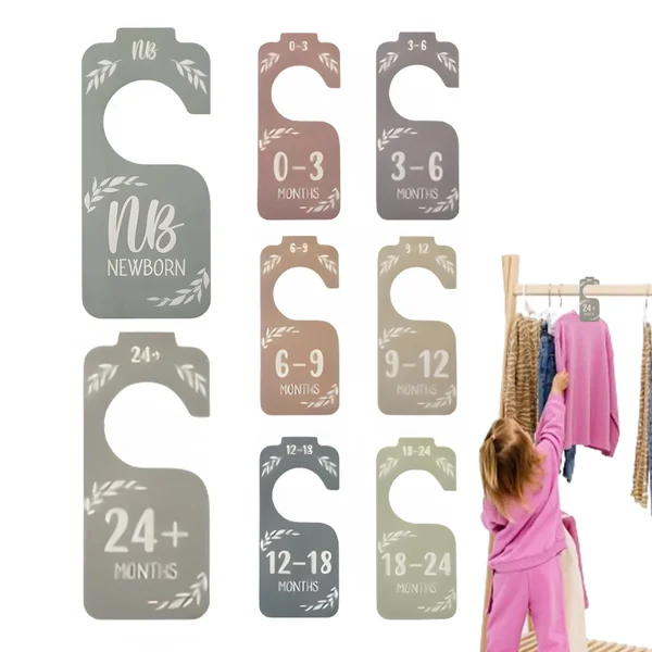 Baby Closet Divider, Baby Closet Organiser, Cute 8-Piece Baby Wardrobe Divider Set - Nursery Clothes Hanger Dividers for Girls Wardrobes, Babies up to 24 Months | 8PCS Supplies for Boho Bedroom Decor, Boys' Girls' Wardrobes
