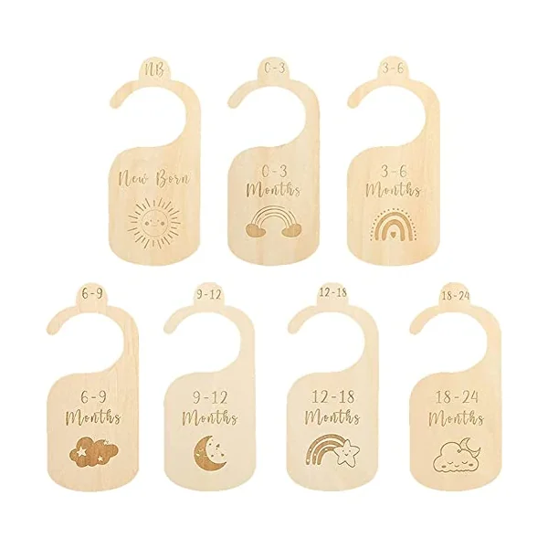 Baby Closet Dividers, Adventure Baby Closet Dividers by Month, Nursery Closet Organizer Wooden Newborn Wardrobe Divider Kids Clothes Divider to Arrange Clothes with Separator