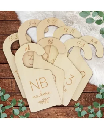 Baby Closet Dividers for Clothes Organizer - Set of 8 Wooden Double-Sided Baby Clothes Size Dividers form Newborn to Toddler for Daily Gender-Neutral Baby Nursery Decor