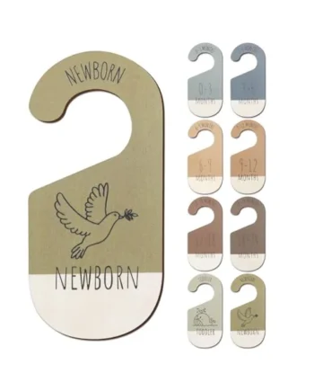 Baby Closet Dividers for Clothes Organizer - Set of 8 Wooden Double-Sided Baby Clothes Size Dividers form Newborn to Toddler for Daily Gender-Neutral Baby Nursery Decor