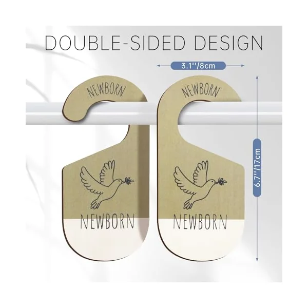 Baby Closet Dividers for Clothes Organizer - Set of 8 Wooden Double-Sided Baby Clothes Size Dividers form Newborn to Toddler for Daily Gender-Neutral Baby Nursery Decor