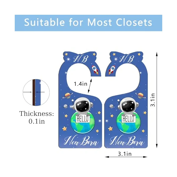 Baby Closet Dividers for Clothes Organizer - Set of 8 Wooden Double-Sided Blue Baby Clothes Size Hanger Organizer from Newborn to 24 Months for Daycare Wardrobe, Boy Nursery Decor