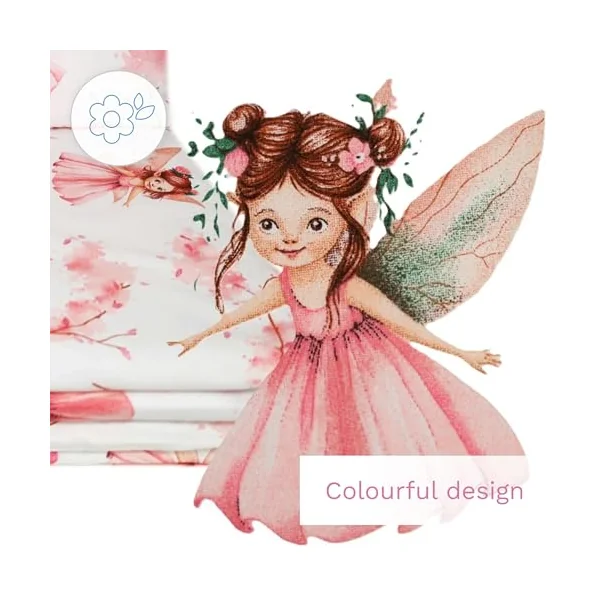 Baby Comfort 4 Piece Duvet Pillow Duvet Cover Pillowcase 80x70 cm Bedding Set for Crib Bedside Crib or Travel Cot 12M+ (Fairies)