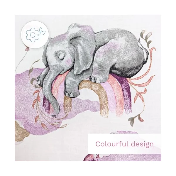 Baby Comfort 4 Piece Duvet Pillow Duvet Cover Pillowcase 80x70 cm Bedding Set for Crib Bedside Crib or Travel Cot 12M+ (Pink Elephants)
