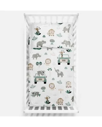 Baby Comfort 4 Piece Duvet Pillow Duvet Cover Pillowcase 80x70 cm Bedding Set for Crib Bedside Crib or Travel Cot 12M+ (Safari Cars)