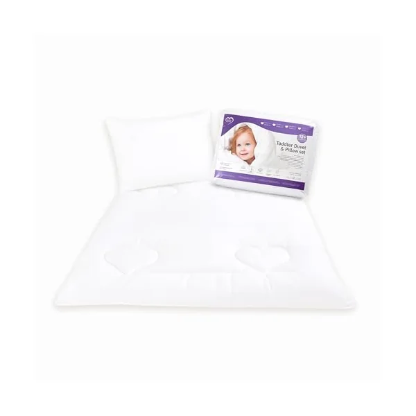 Baby Comfort 4 Piece Duvet Pillow Duvet Cover Pillowcase 80x70 cm Bedding Set for Crib Bedside Crib or Travel Cot 12M+ (Safari Cars)