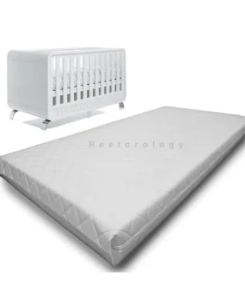 Baby Cot Bed Mattress,Hypoallergenic Fabric, WaterProof, Extra Thick, Double Sided, Baby Travel Mattress With Removable Zip Cover, Colour White,Made in UK (127 x 63 x 7.5 CM)