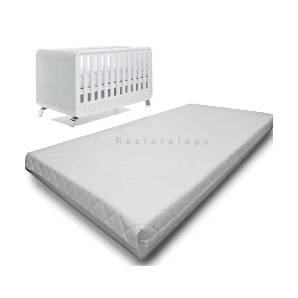 Baby Cot Bed Mattress,Hypoallergenic Fabric, WaterProof, Extra Thick, Double Sided, Baby Travel Mattress With Removable Zip Cover, Colour White,Made in UK (127 x 63 x 7.5 CM)