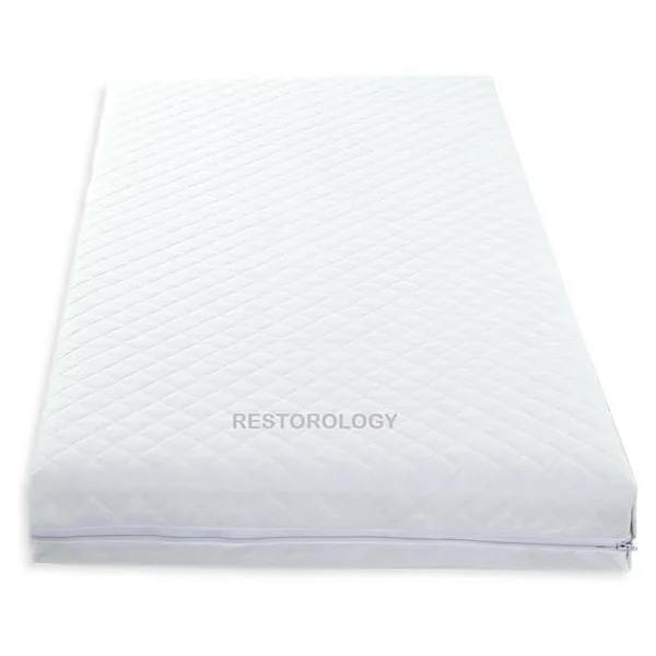 Baby Cot Bed Mattress,Hypoallergenic Fabric, WaterProof, Extra Thick, Double Sided, Baby Travel Mattress With Removable Zip Cover, Colour White,Made in UK (127 x 63 x 7.5 CM)