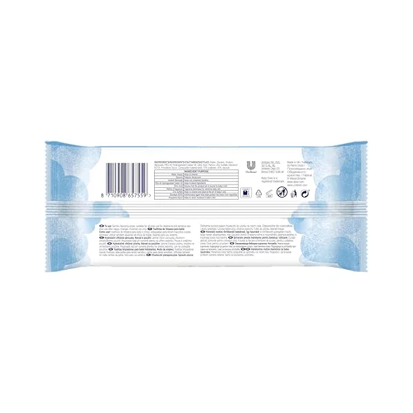 Baby Dove Sensitive Skin Care Baby Wipes, Rich Moisture - Soft Cleansing, Moisturising & Gentle Wet Tissue for Newborns & Infants, Perfect for Nursery & Travel Essentials, Resealable - Pack of 6