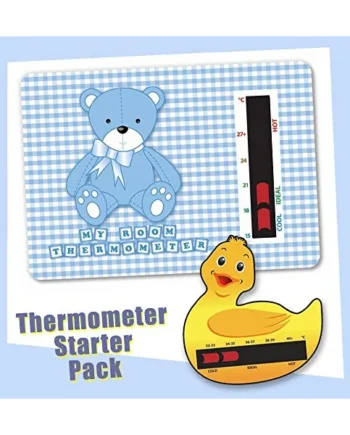 Baby Duck Bath & Blue Bear Nursery Room Thermometer Starter Pack - New Technology