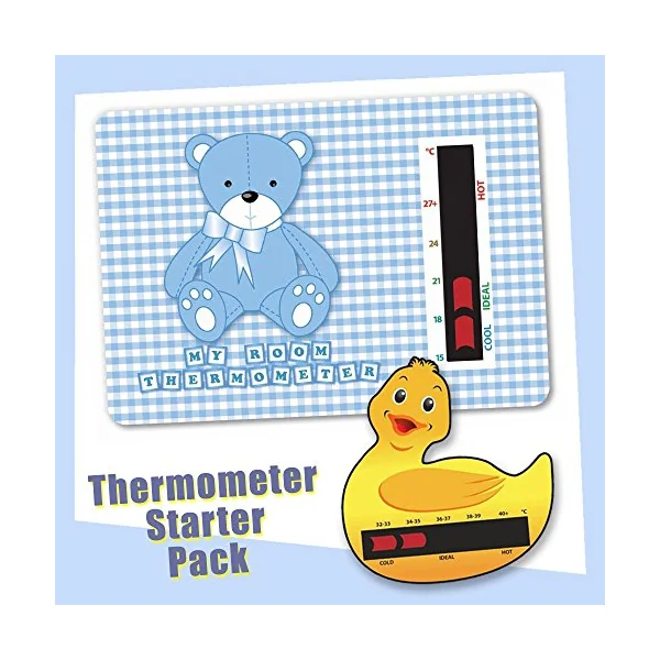 Baby Duck Bath & Blue Bear Nursery Room Thermometer Starter Pack - New Technology