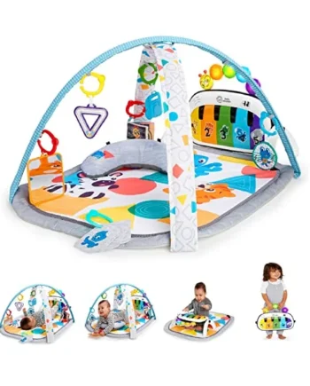 Baby Einstein 4-in-1 Kickin Tunes Play Gym, Tummy Time Baby Play Mat with Kick Piano, Music & Language Discovery, Sensory Toys, Lights & Sounds, for Newborns & Up