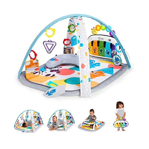 Baby Einstein 4-in-1 Kickin Tunes Play Gym, Tummy Time Baby Play Mat with Kick Piano, Music & Language Discovery, Sensory Toys, Lights & Sounds, for Newborns & Up