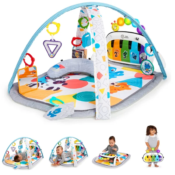 Baby Einstein 4-in-1 Kickin Tunes Play Gym, Tummy Time Baby Play Mat with Kick Piano, Music & Language Discovery, Sensory Toys, Lights & Sounds, for Newborns & Up