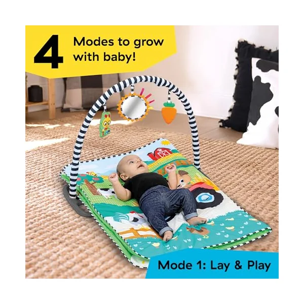 Baby Einstein Farm Explorers Busy Barnyard 4-in-1 Musical Activity Gym, with Shape Sorter, Ages 0 Months to 4+ Years