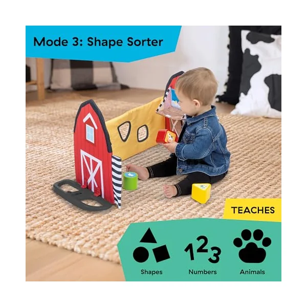 Baby Einstein Farm Explorers Busy Barnyard 4-in-1 Musical Activity Gym, with Shape Sorter, Ages 0 Months to 4+ Years