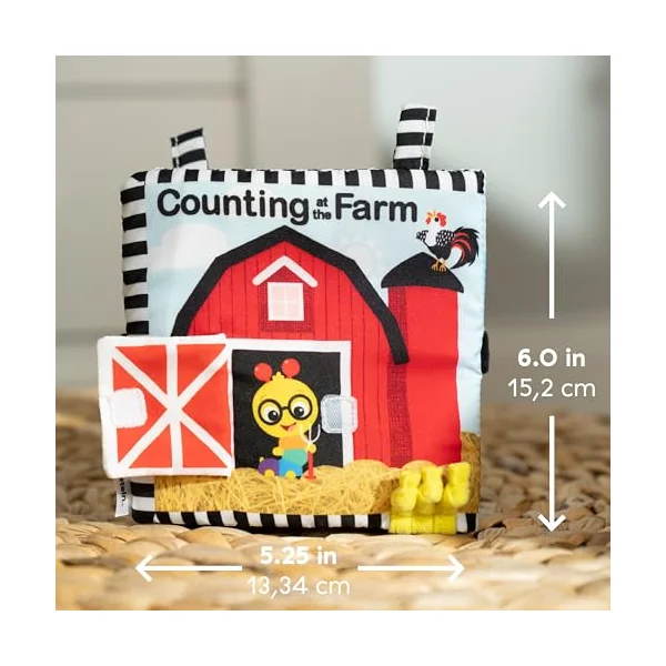 Baby Einstein Farm Explorers Counting at The Farm Soft Activity Book, Multisensory, for Tummy Time, Ages 0+ Months