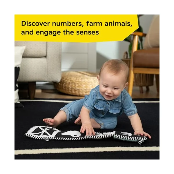 Baby Einstein Farm Explorers Counting at The Farm Soft Activity Book, Multisensory, for Tummy Time, Ages 0+ Months
