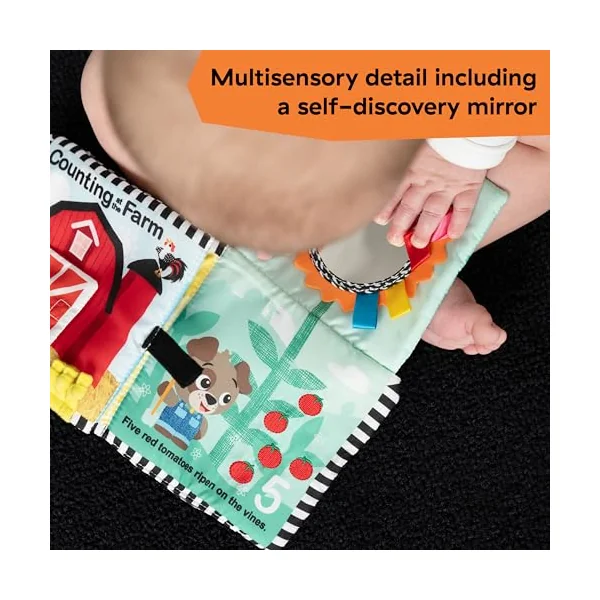 Baby Einstein Farm Explorers Counting at The Farm Soft Activity Book, Multisensory, for Tummy Time, Ages 0+ Months