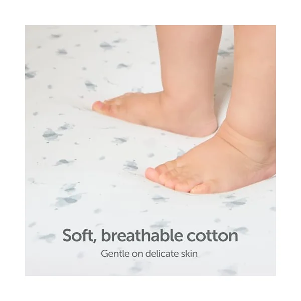 Baby Elegance Travel Cot Sheets 70x100 cm, Fitted, 2-Pack (Elephant Design) | Machine Washable, Ultra-Soft & Breathable Cotton, Premium-Quality Jersey, Hypoallergenic, Durable Quality, Includes 2 Sheets