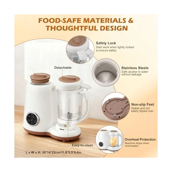 Baby Food Maker, Baby Food Processor and Steamer Blender All in One with Steriliser, Bottle Warmer & Defrost, 1000ml Large Capacity LED Touch Screen for Fruit, Vegetables, Beef, Chicken, Fish,BPA-Free