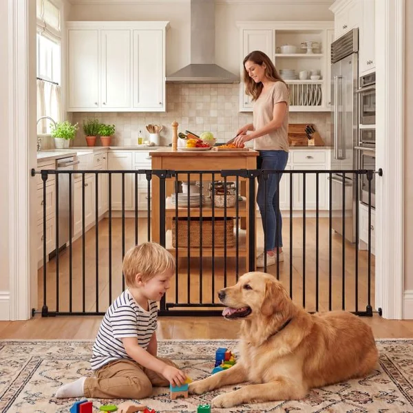 Baby Gate for Stairs Doorways 3-Panel Hardware-Mounted Safety Pet Gate