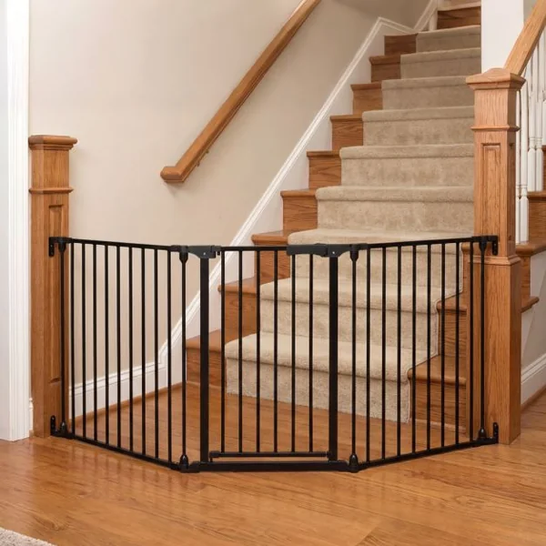 Baby Gate for Stairs Doorways 3-Panel Hardware-Mounted Safety Pet Gate