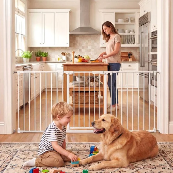 Baby Gate for Stairs Doorways 3-Panel Hardware-Mounted Safety Pet Gate