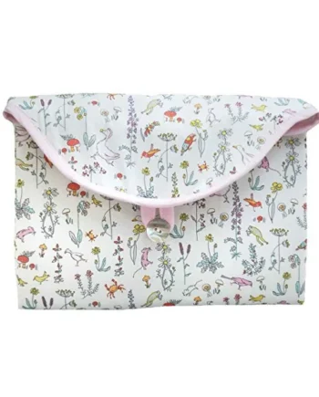 Baby Girl Travel Waterproof Changing Mat - Premium Quality Portable Changing Cover MADE IN FRANCE by the french Brand LUCIOLE ET CIE - SAFE MATERIAL - Liberty Fabric Alice - BABY GIRL BIRTH GIFT