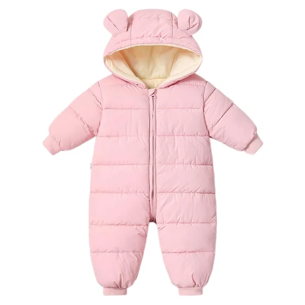 Baby Girls Boys Snowsuit Winter Coat Newborn Thick Zipper Jumpsuit Infant Windproof Hooded Fleece Romper Outerwear Pink 6-9 Months