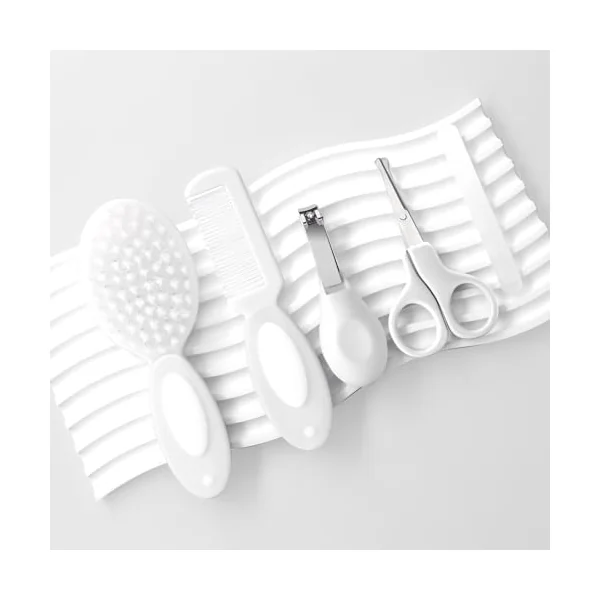 Baby Grooming Kit Newborn,Infant Safety Care Set with Hair Brush Comb Nail Clipper, Baby Essentials for Newborn,5 Pcs, Write