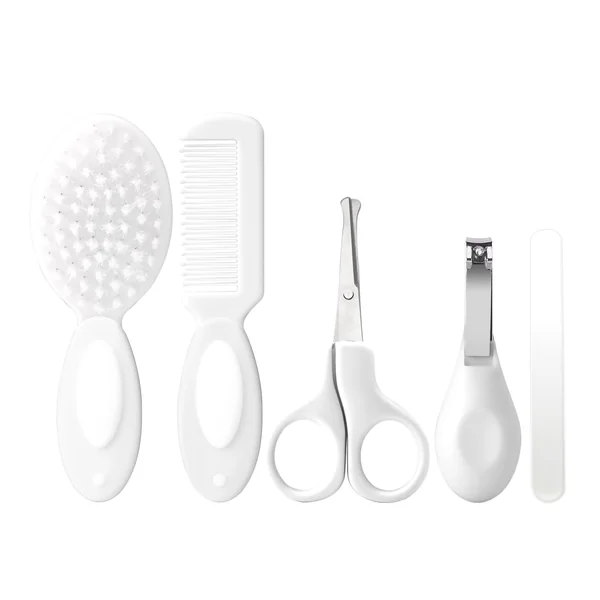 Baby Grooming Kit Newborn,Infant Safety Care Set with Hair Brush Comb Nail Clipper, Baby Essentials for Newborn,5 Pcs, Write
