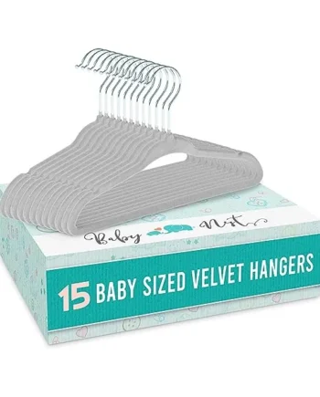 Baby Hangers for Clothes - 15, Velvet Childrens Coat Hangers for Nursery and Wardrobe Organisation - Kids Clothes Hangers - Grey