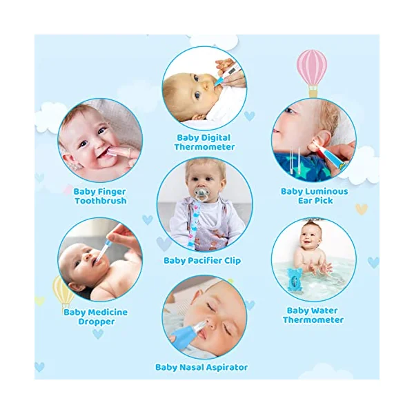 Baby Healthcare and Grooming Kit, 28PCS Upgraded Safety Care Kit, with Hair Brush Comb Nail Clippers and More for Newborn Infant Toddlers Baby (Blue)