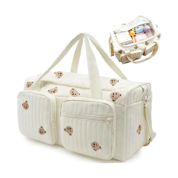 Baby Hospital Bag Cotton Baby Changing Bag Soft Maternity-Bag Lightweight Essentials Nappy Bags for Mum Travel Diaper-Bag Backpack Nappy-Bags Organiser with Shoulder Strap