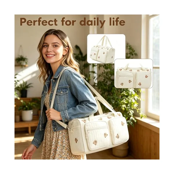 Baby Hospital Bag Cotton Baby Changing Bag Soft Maternity-Bag Lightweight Essentials Nappy Bags for Mum Travel Diaper-Bag Backpack Nappy-Bags Organiser with Shoulder Strap