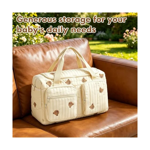 Baby Hospital Bag Cotton Baby Changing Bag Soft Maternity-Bag Lightweight Essentials Nappy Bags for Mum Travel Diaper-Bag Backpack Nappy-Bags Organiser with Shoulder Strap