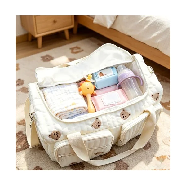 Baby Hospital Bag Cotton Baby Changing Bag Soft Maternity-Bag Lightweight Essentials Nappy Bags for Mum Travel Diaper-Bag Backpack Nappy-Bags Organiser with Shoulder Strap