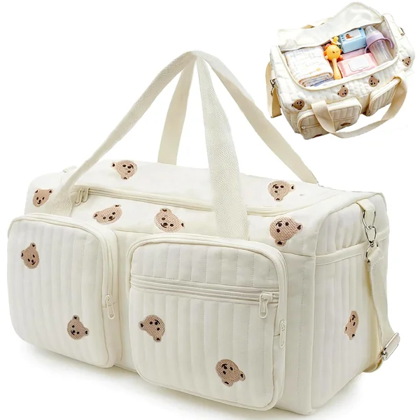 Baby Hospital Bag Cotton Baby Changing Bag Soft Maternity-Bag Lightweight Essentials Nappy Bags for Mum Travel Diaper-Bag Backpack Nappy-Bags Organiser with Shoulder Strap