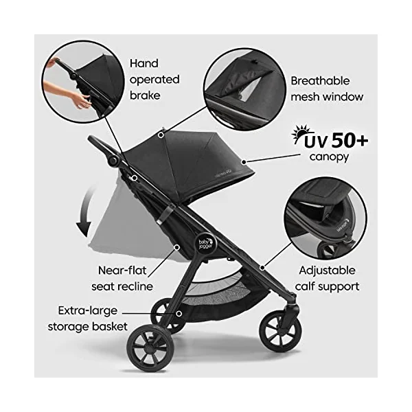 Baby Jogger City Mini GT2 All-Terrain Pushchair | Lightweight, Foldable Stroller | Opulent Black